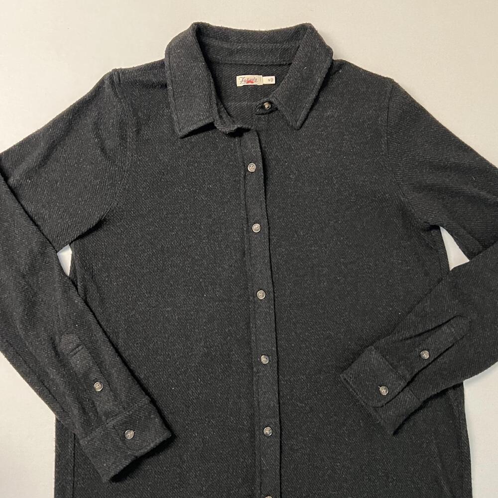 Faherty Women's Legend Long Sleeve Black Shirt Sweater Dress - Picture 6 of 8
